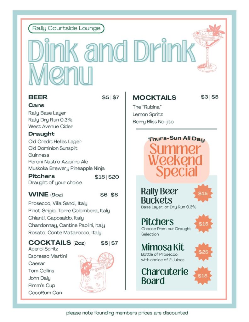 Summer Rally Menus